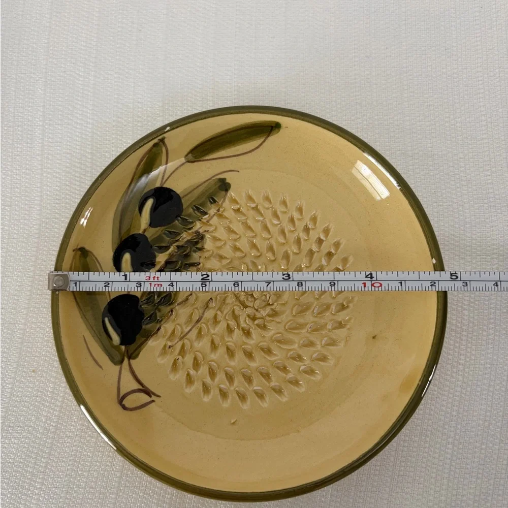 Garlic Grater Dish Hand Painted Spanish – Olive Ceramic Tapas Plate(F120)✨